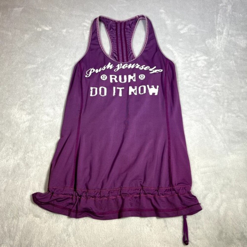 Lululemon Tank Top Womens 6 Purple‎ Ruffled Running Athletic Racerback Gym Yoga